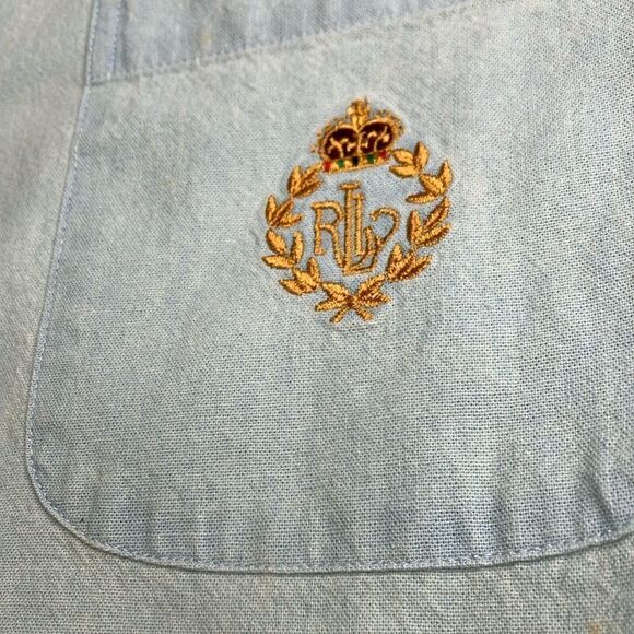 NWT LAUREN RALPH LAUREN Petites M Unisex Button Down Oxford Western Shirt - Picture 2 of 14